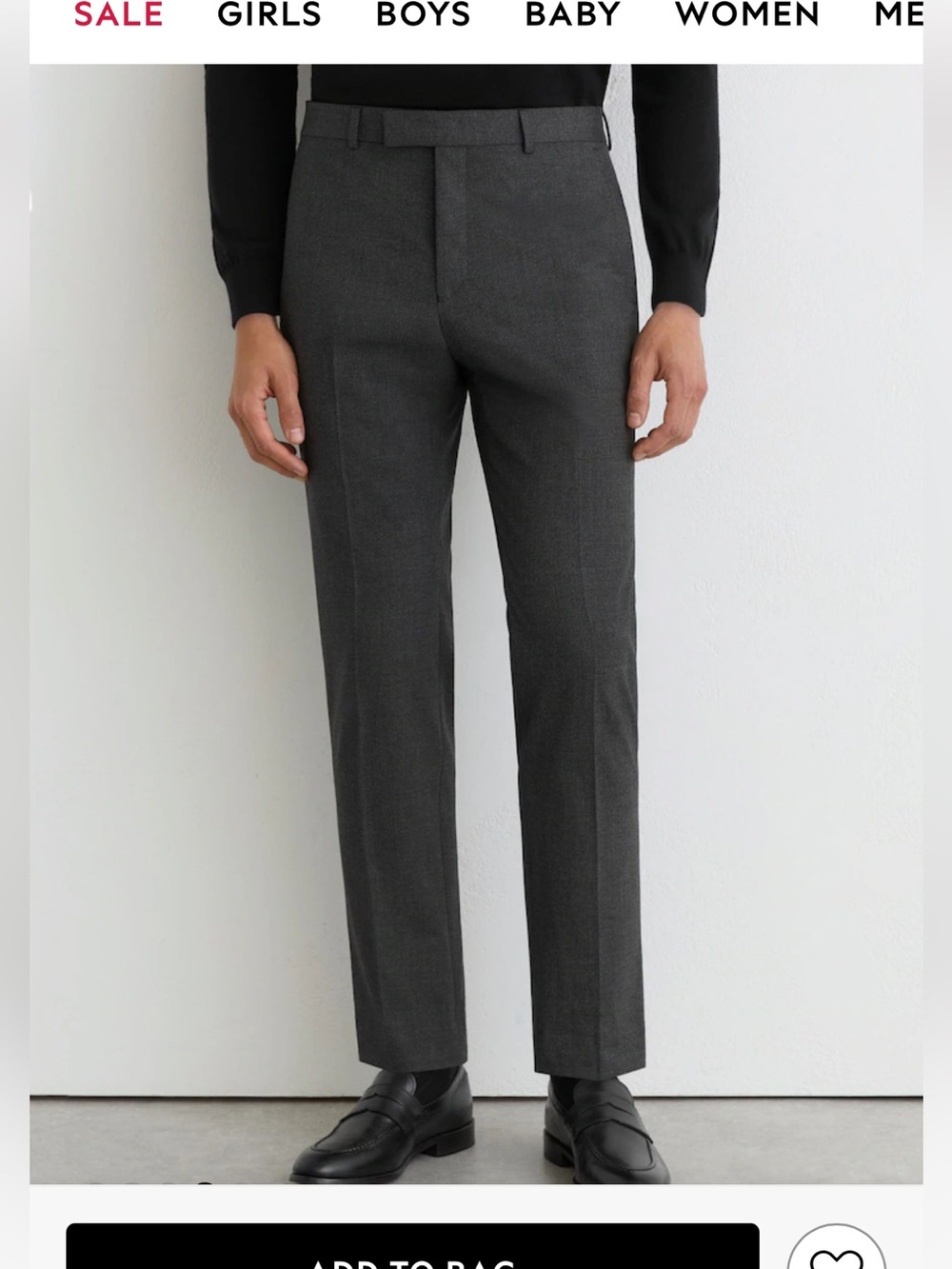 Reiss Charcoal Grey Tailored-Fit Suit Trousers